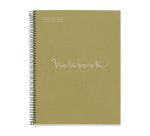 Notebook Eco Emotions, Carton recyclé, A4, quadrillage 5x5 mm, 80 feuilles de 1 couleur, Miquelrius, Vert.
