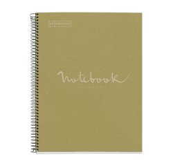 Notebook Eco Emotions, Carton recyclé, A4, quadrillage 5x5 mm, 80 feuilles de 1 couleur, Miquelrius, Vert.
