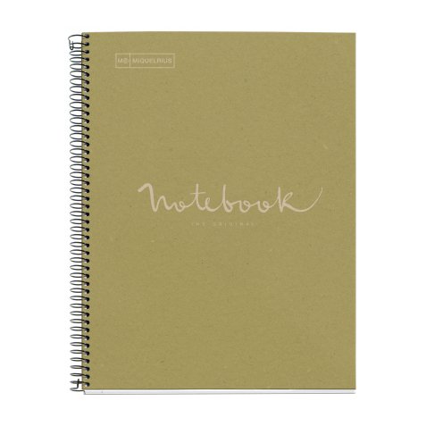 Notebook Eco Emotions, Carton recyclé, A4, quadrillage 5x5 mm, 80 feuilles de 1 couleur, Miquelrius, Vert.
