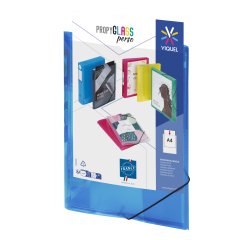 Chemise à élastique 3 rabats personnalisable plastique A4 -- Propyglass Viquel- Bleu -  - 24,5 x 32 cm