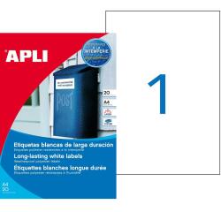 Etiquettes ultra-résistantes laser 210 x 297 mm blanches Apli - Pochette de 20