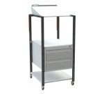 Pupitre à plan inclinable, 2 tiroirs, à roulettes, 150 kg