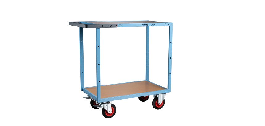 Servante mécano-soudée 2 plateaux médium 400 kg 850 x 500 mm roue caoutchouc