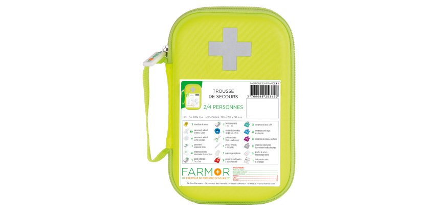 Trousse de secours Multirisques 2/4 personnes en PU jaune