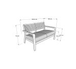 Banquette d'extérieur CLAIN - tissu - bois teck