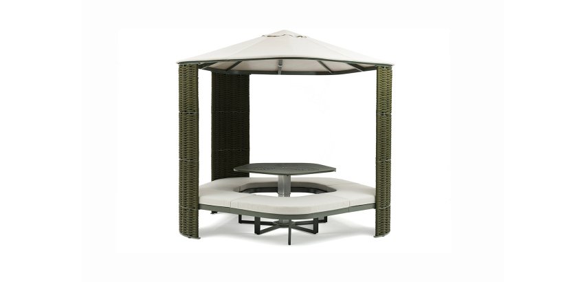 Transformable kiosk PENTA forest green aluminum