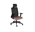 Chaise de bureau ergonomique COCO tissu et maille, accoudoirs 3D, appuie-tête, mécanisme synchrone, pieds noirs