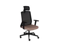 Chaise de bureau ergonomique COCO tissu et maille, accoudoirs 3D, appuie-tête, mécanisme synchrone, pieds noirs
