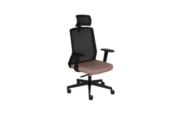 Ergonomische bureaustoel COCO stof en mesh, 3D-armleuningen, hoofdkussen, synchrone mechanisme, zwarte poten