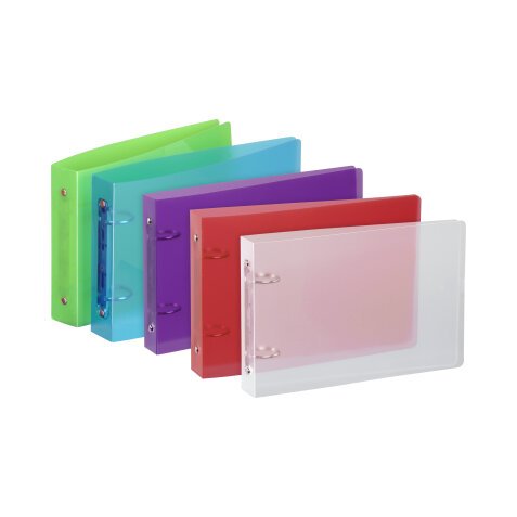 Classeur 2 anneaux plastifié Propyglass Viquel Format paysage A5 - Dos 3.5 cm couleurs assorties vives