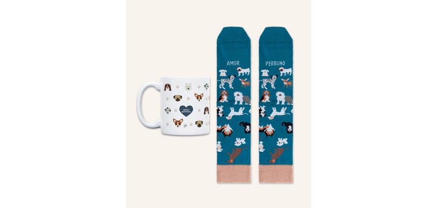 Kit Taza + Calcetines "Amor perruno" talla 36-41
