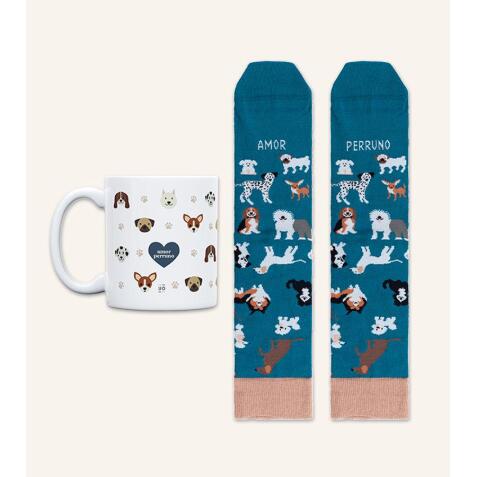 Kit Taza + Calcetines "Amor perruno" talla 36-41
