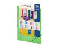 Chemise à élastique 3 rabats plastique personnalisable PROPYGLASS  Viquel 24 x 32 cm dos 1,5 cm couleur transparente verte