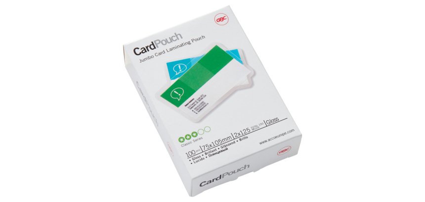 Paquete de 100 fundas de plastificación térmica GBC tarjetas 75 x 105 mm, 2 x 125 micras, brillante