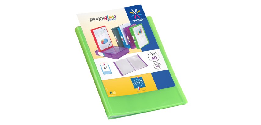Protège-documents personnalisable Propyglass Viquel polypropylène A4 20 pochettes - 40 vues - vert