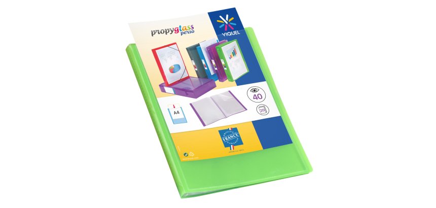 Protège-documents personnalisable Propyglass Viquel polypropylène A4 20 pochettes - 40 vues - vert