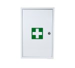 Armoire à pharmacie 1 porte, Tôle Blanche / Croix verte, 460 x 300 x 130 mm