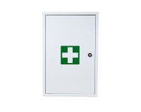 Armoire à pharmacie 1 porte, Tôle Blanche / Croix verte, 460 x 300 x 130 mm