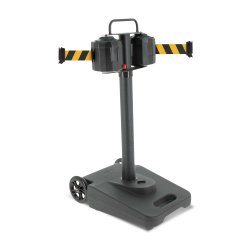 Poteau à double sangle 20m noir/jaune à roulettes