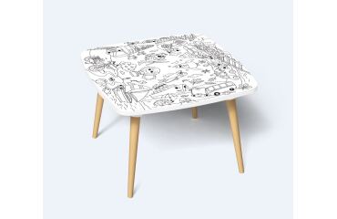 Tables hautes KIDS à colorier - Motif Transports - Lot de 2