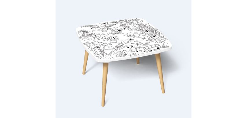 Tables hautes KIDS à colorier - Motif Transports - Lot de 2