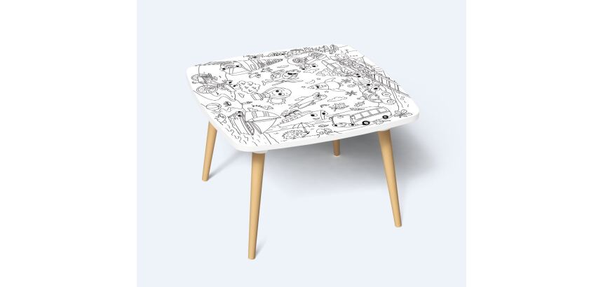 Tables hautes KIDS à colorier - Motif Transports - Lot de 2