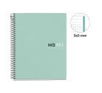 Notebook The Original, Couverture rigide, A5, quadrillage 5x5 mm, 80 feuilles de 1 couleur, Miquelrius, Aqua.
