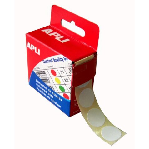 Pastille adhésive Ø 15 mm blanche Apli - rouleau de 150