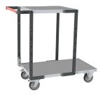 Servante Flatpack 2 plateaux tôle galvanisée 250 kg 850 x 500 mm et 550 x 500 mm roue TPE