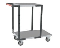 Servante Flatpack 2 plateaux tôle galvanisée 250 kg 850 x 500 mm et 550 x 500 mm roue TPE