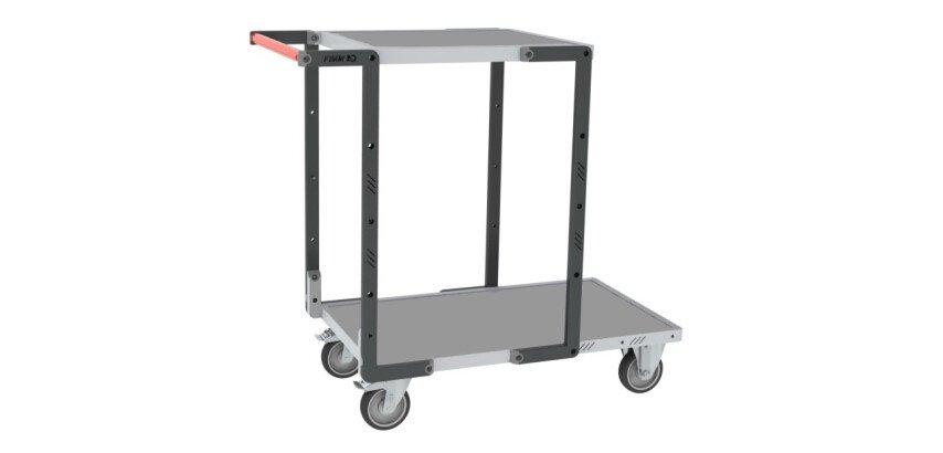 Servante Flatpack 2 plateaux tôle galvanisée 250 kg 850 x 500 mm et 550 x 500 mm roue TPE