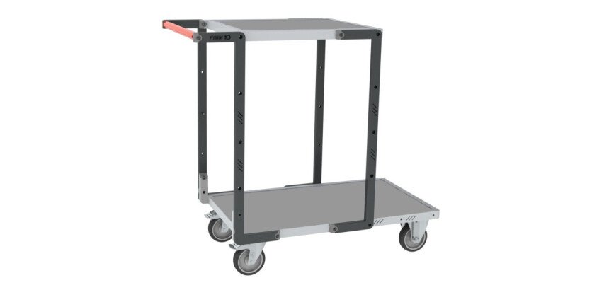 Servante Flatpack 2 plateaux tôle galvanisée 250 kg 850 x 500 mm et 550 x 500 mm roue TPE