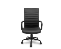 Opti527 Chair with Tilt Mechanism - Black Faux Leather - Black Metal Base - Fixed Armrests - No Headrest - 50 mm Nylon Casters