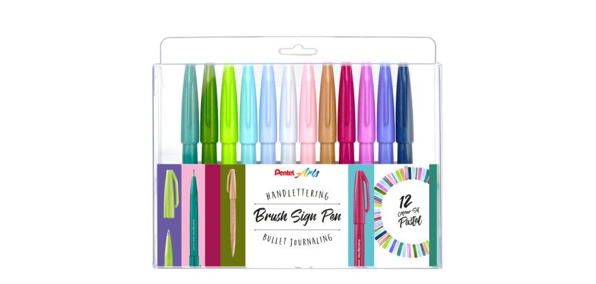 Rotulador Pentel Touch pastel con punta de pincel - Estuche 12 surtido