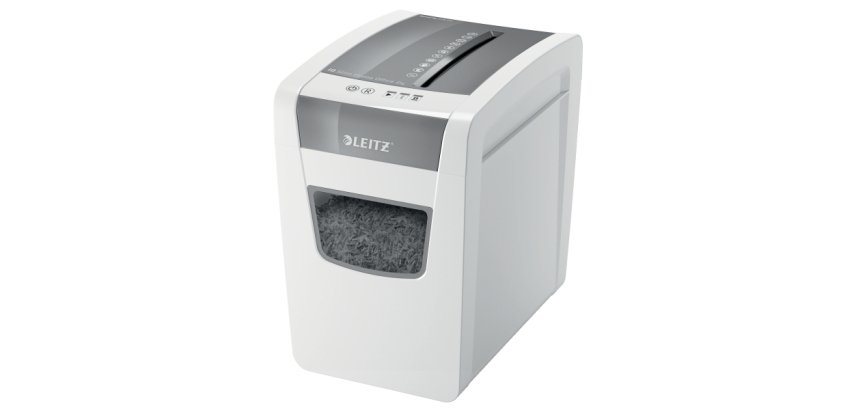 Destructora Leitz IQ Slim Home Office P4, blanco/plata
