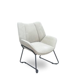 Fauteuil FORÖL - Modèle Opti526  - Revêtement en tissu beige. Structure métal noir.