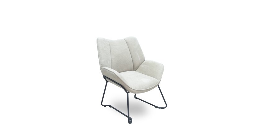 Fauteuil FORÖL - Modèle Opti526  - Revêtement en tissu beige. Structure métal noir.