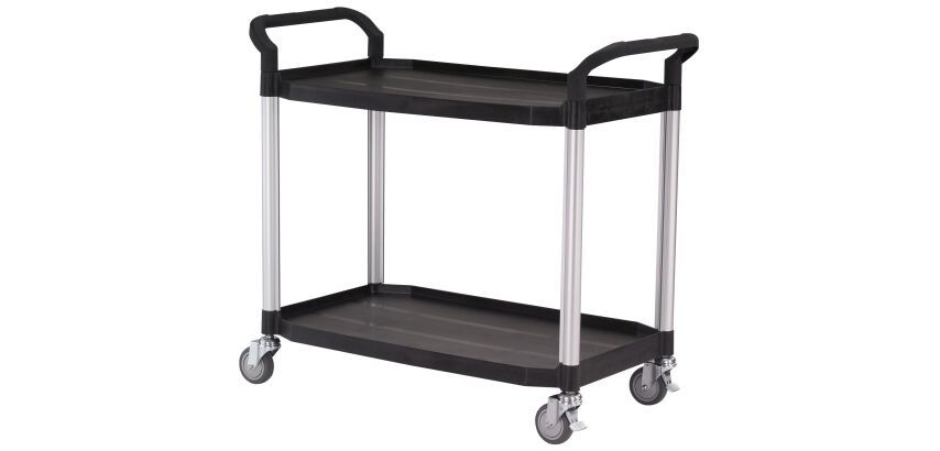 Desserte 2 plateaux plastique 250 kg 915 x 520 mm roue TPE