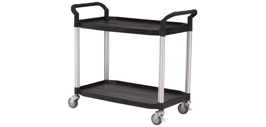 Desserte 2 plateaux plastique 250 kg 915 x 520 mm roue TPE