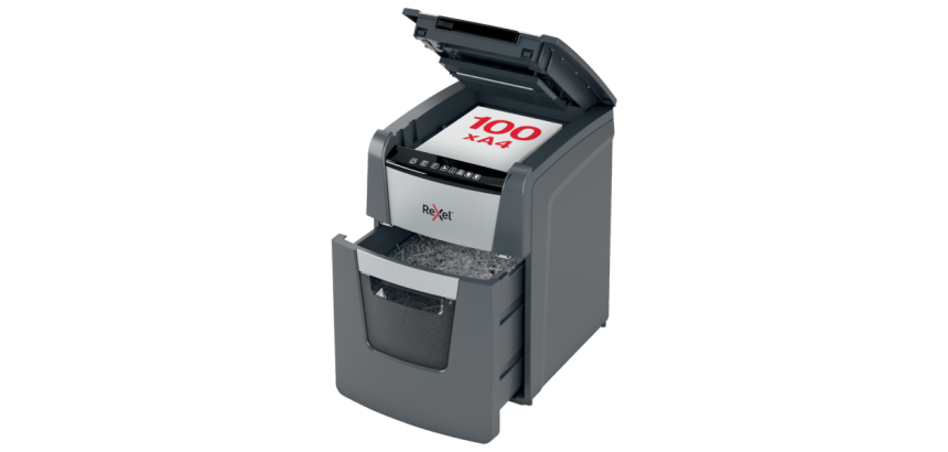Destructeur de documents automatique et manuel Rexel Optimum AutoFeed+ 100M - P5 coupe micro