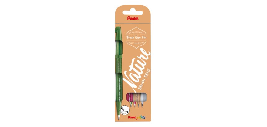 Rotulador Pentel Touch pastel con punta de pincel - Estuche 4 surtido