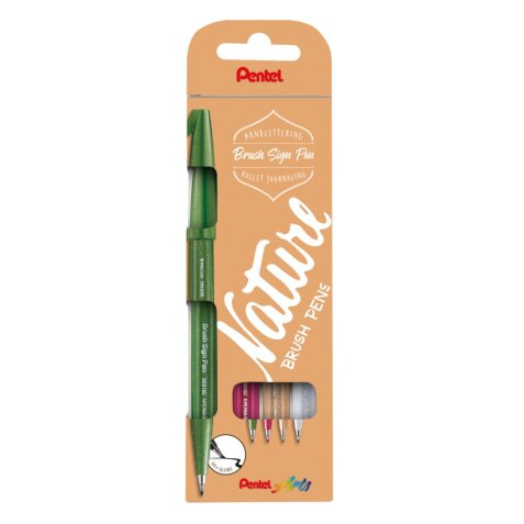 Rotulador Pentel Touch pastel con punta de pincel - Estuche 4 surtido