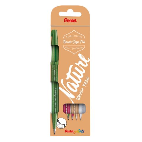 Rotulador Pentel Touch pastel con punta de pincel - Estuche 4 surtido
