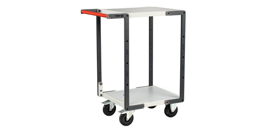 Servante montée 2 plateaux mélaminés 250 kg 550 x 500 mm roue caoutchouc