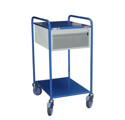 Petite servante 2 plateaux tôle + 1 tiroir 250 kg 635 x 470 mm roue TPE