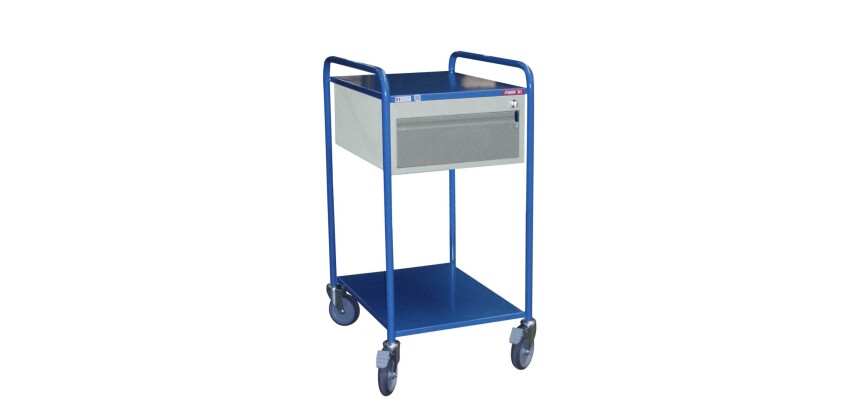 Petite servante 2 plateaux tôle + 1 tiroir 250 kg 635 x 470 mm roue TPE