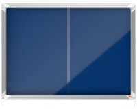 Vitrina NOBO Premium Plus de puerta corredera con fondo de fieltro 8xA4 hojas, gris