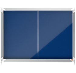 Vitrina NOBO Premium Plus de puerta corredera con fondo de fieltro 8xA4 hojas, gris