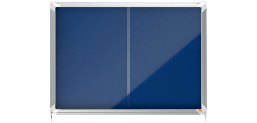Vitrina NOBO Premium Plus de puerta corredera con fondo de fieltro 8xA4 hojas, gris