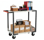 Servante Flatpack 2 plateaux mélaminés 250 kg 850 x 500 mm roue caoutchouc